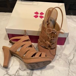 Faux suede tan sandals